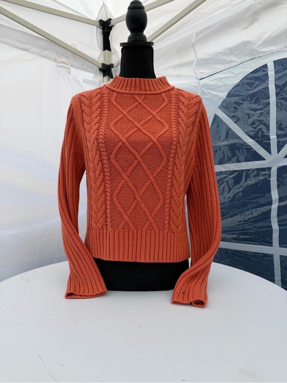 Tommy Hilfiger Cable Knit Crewneck Sweater - Rust